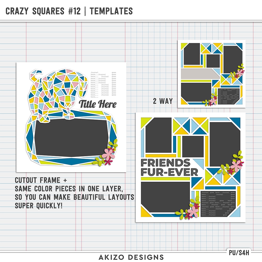 Geometric Dog Puppy | Crazy Squares 12 | Templates by Akizo Designs