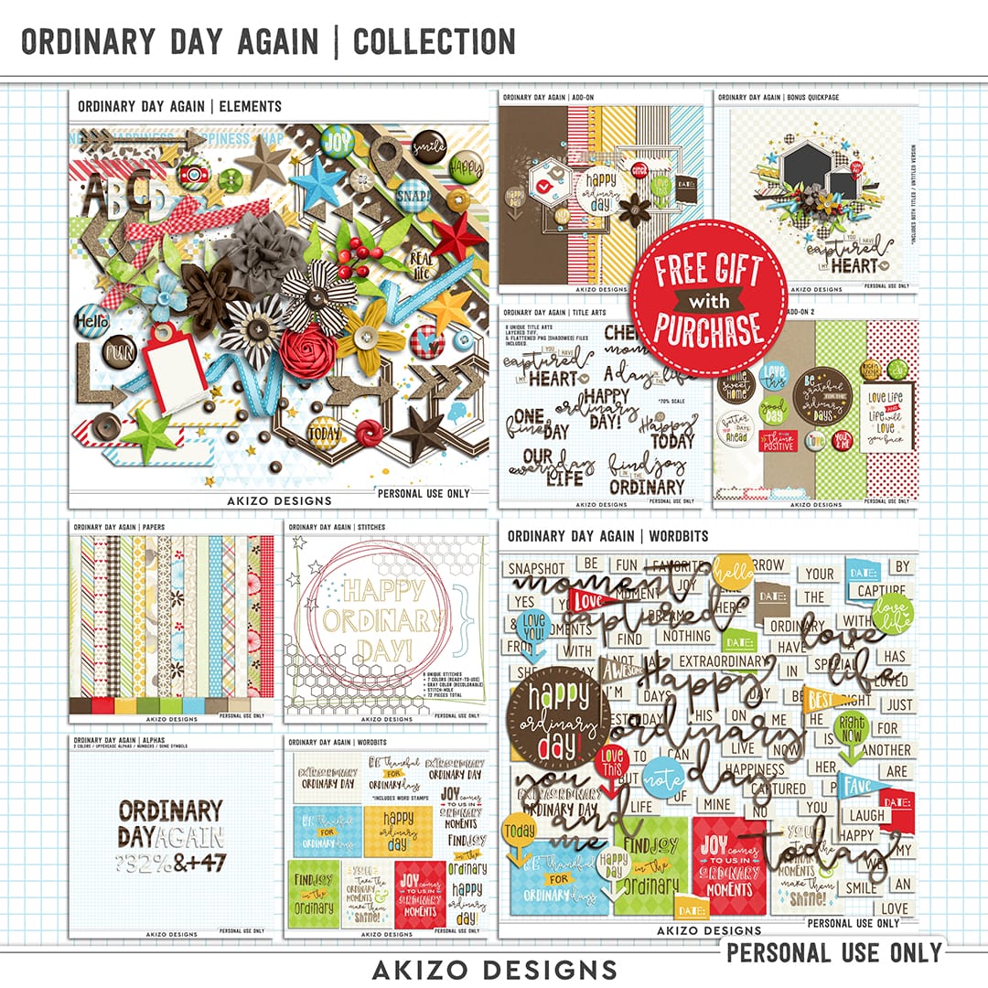 Ordinary Day Again | Collection by Akizo Designs | Digital Scrapbooking Kit