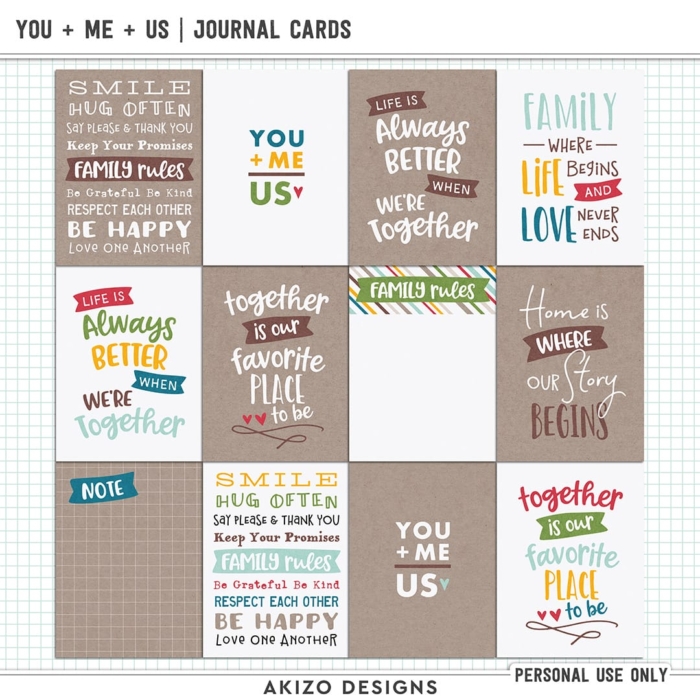 You + Me = Us | Journal Cards