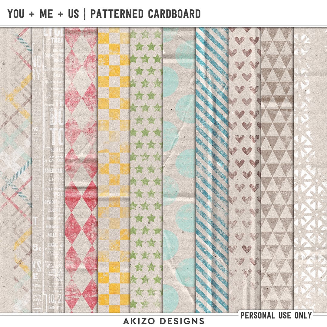 You + Me = Us | Patterned Cardboard by Akizo Designs