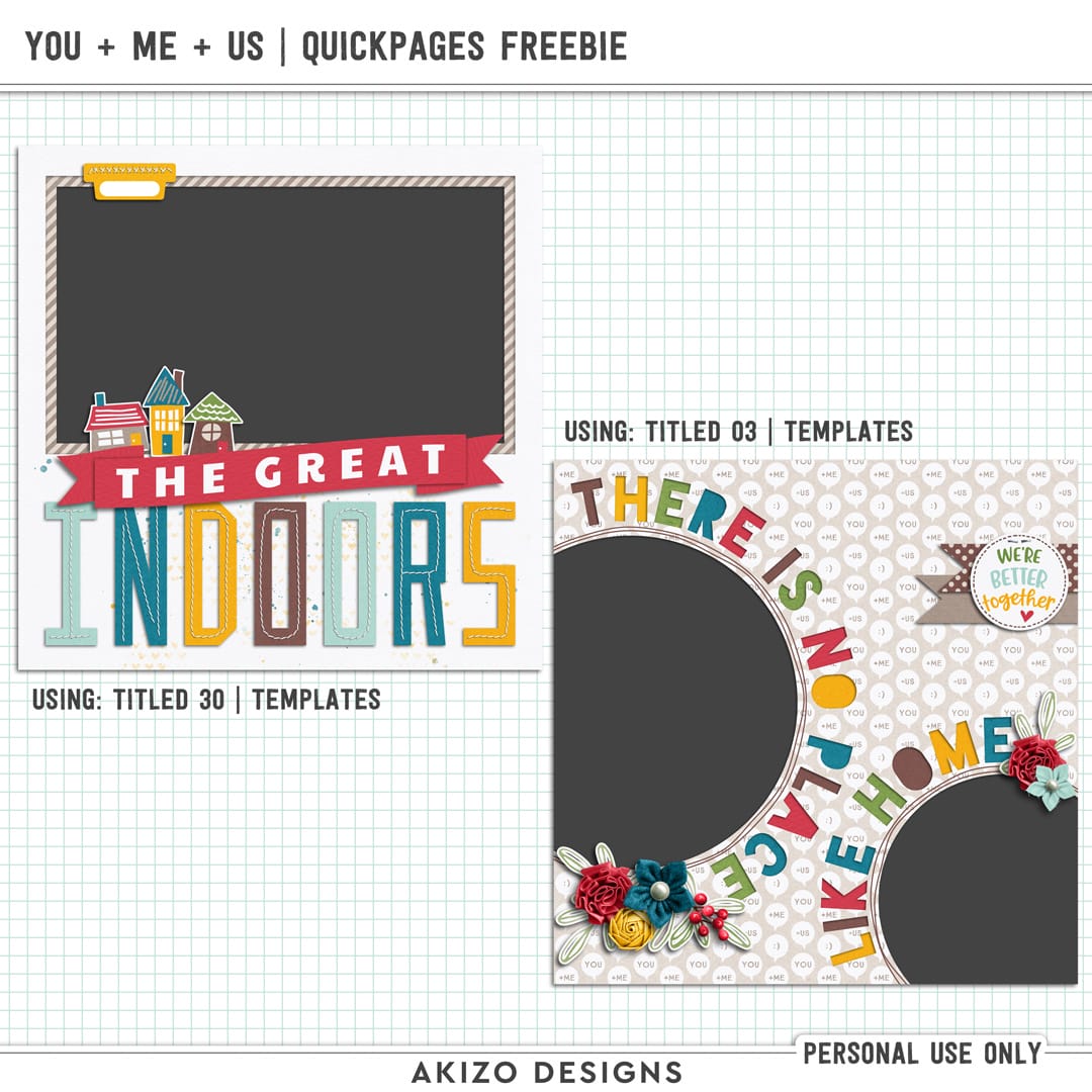 You + Me = Us | Freebie Quickpages by Akizo Designs