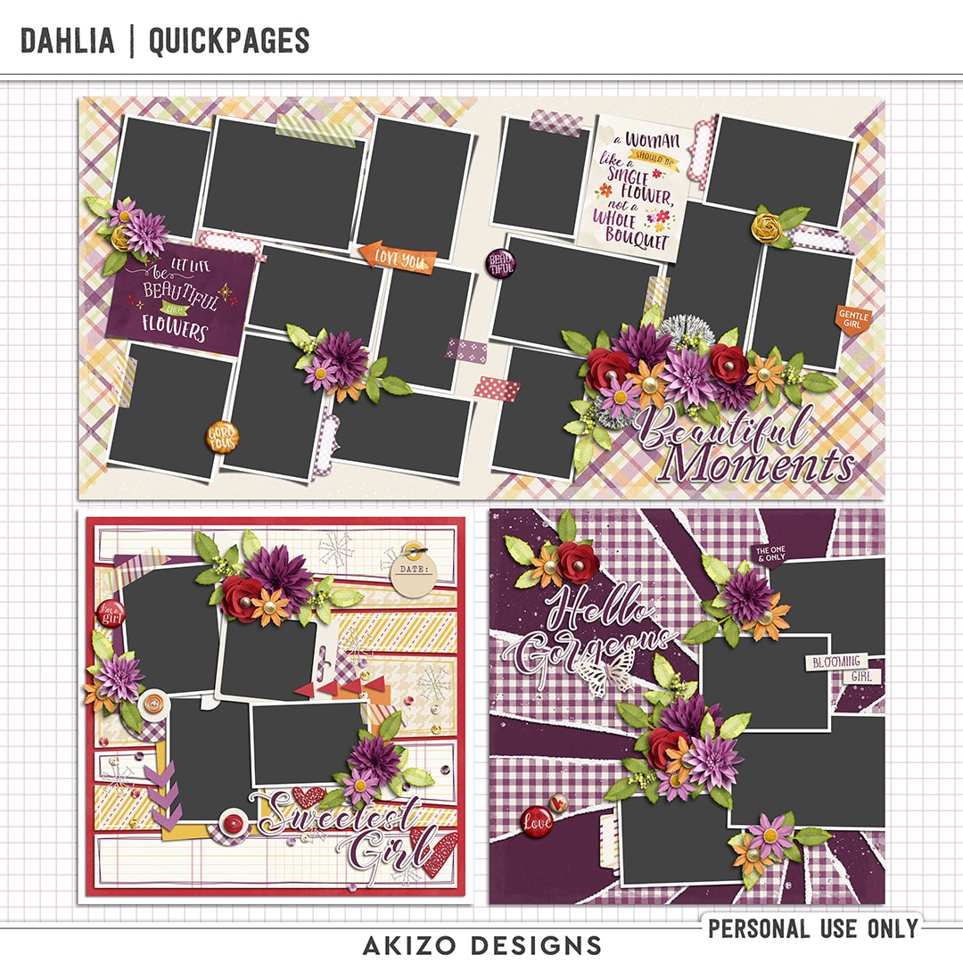 Dahlia | Quickpages by Akizo Designs | Digital Scrapbooking