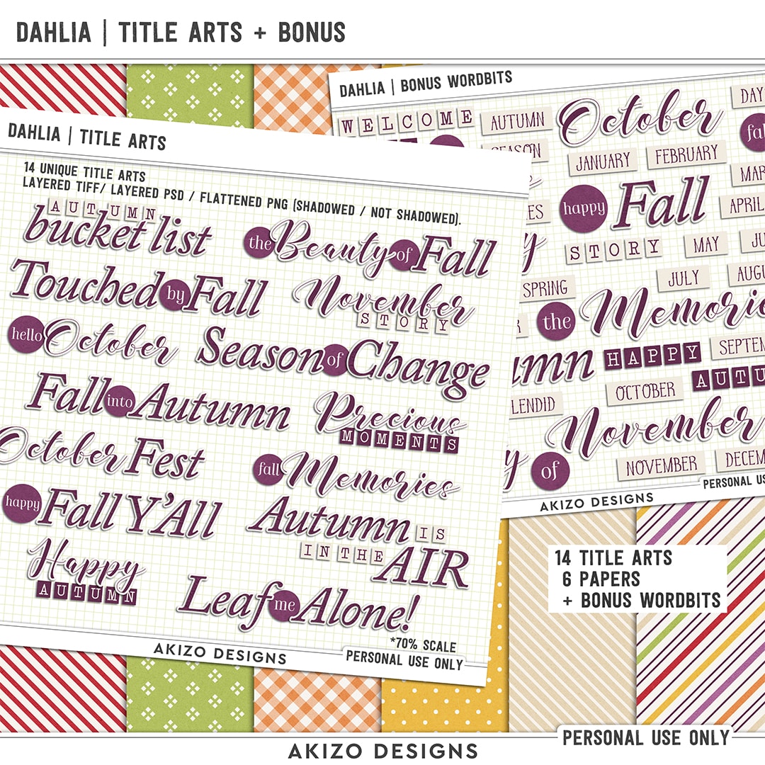 Dahlia | Title Arts + Bonus by Akizo Designs | Digital Scrapbooking