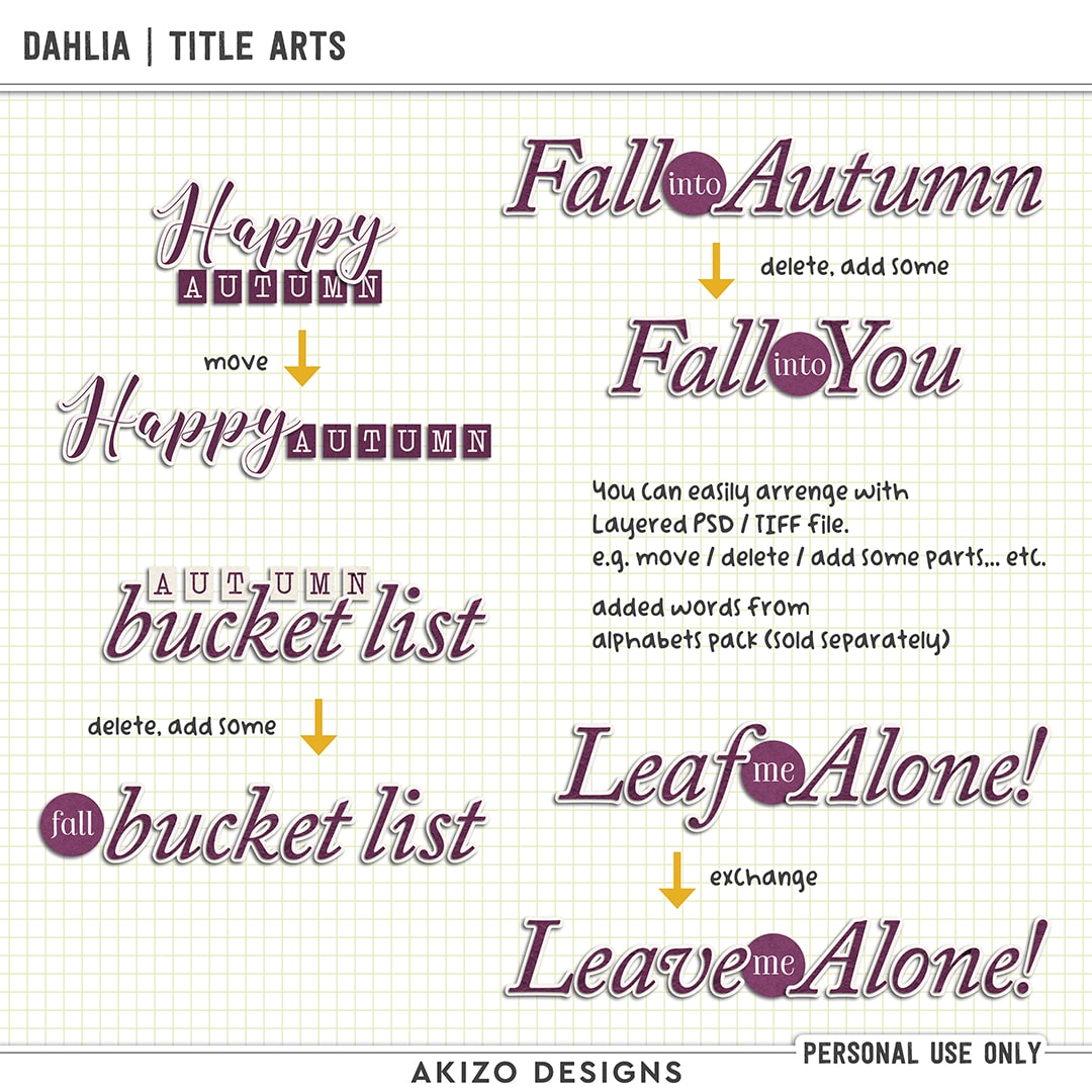 Dahlia | Title Arts + Bonus by Akizo Designs | Digital Scrapbooking