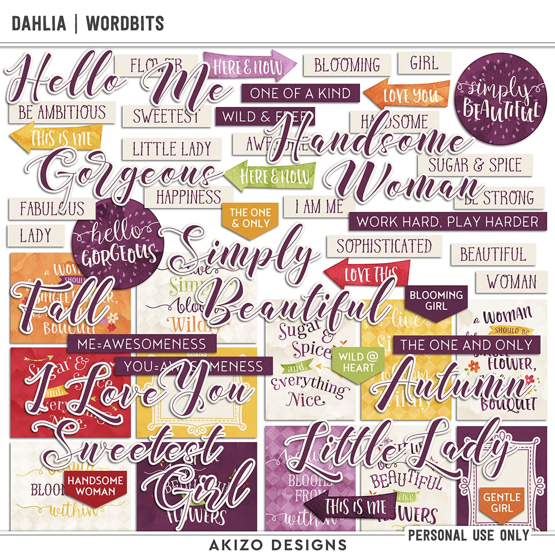 Dahlia | Wordbits by Akizo Designs | Digital Scrapbooking 