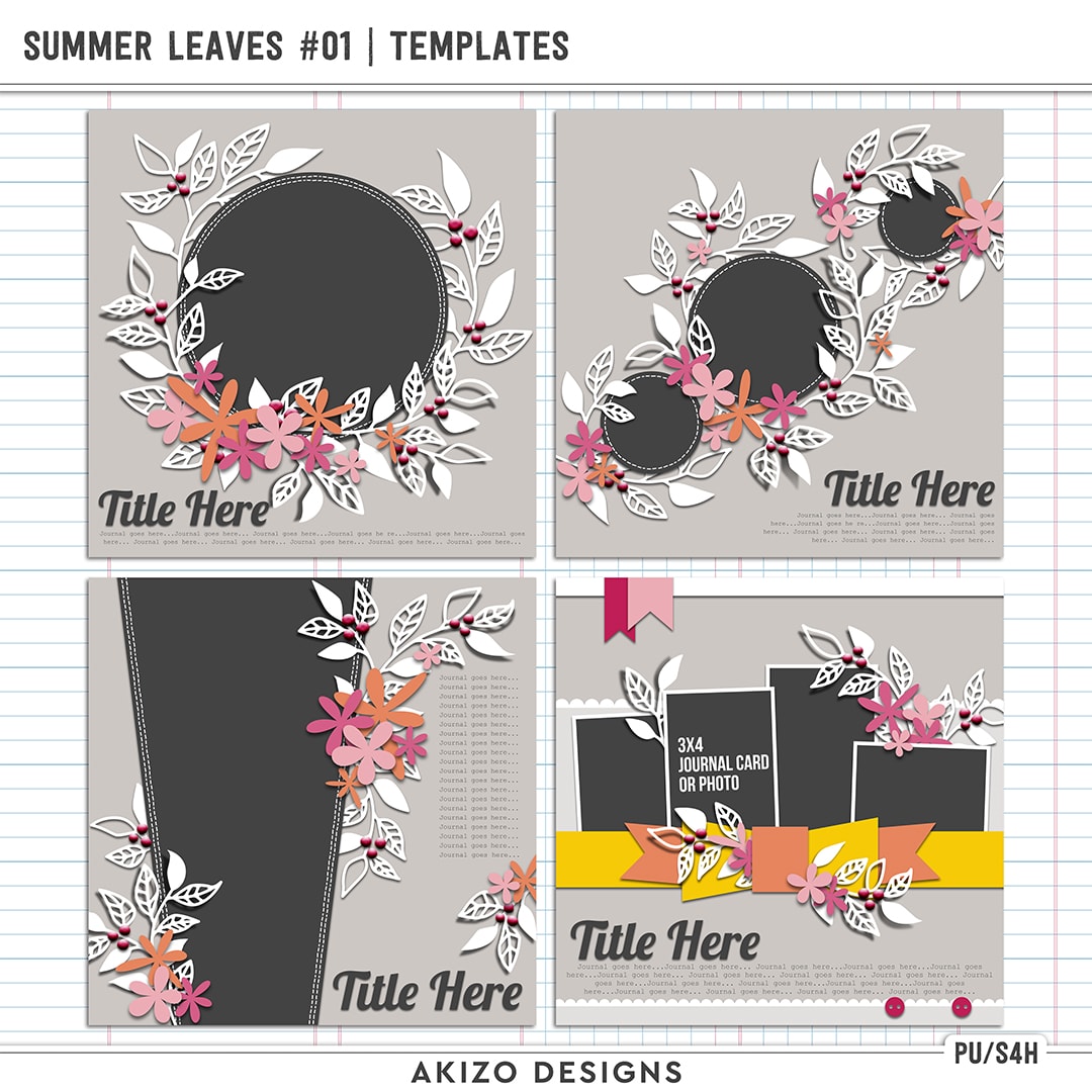 Summer Leaves 01 | Templates by Akizo Designs | Digital Scrapbooking