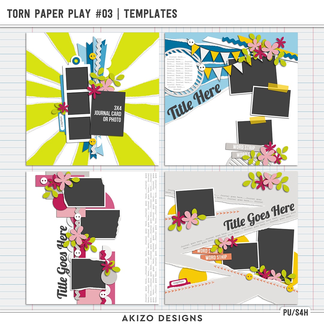 Torn Paper Play 03 | Templates by Akizo Designs