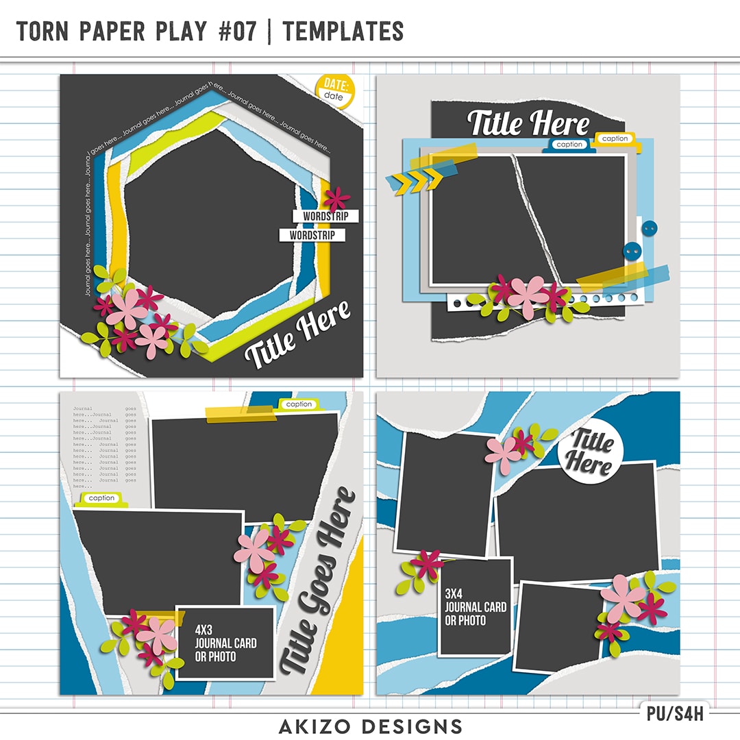 Torn Paper Play 07 | Templates by Akizo Designs