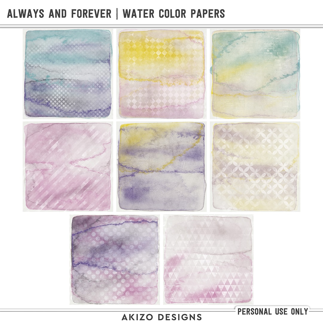 Always And Forever | Water Color Papers by Akizo Designs | Digital Scrapbooking