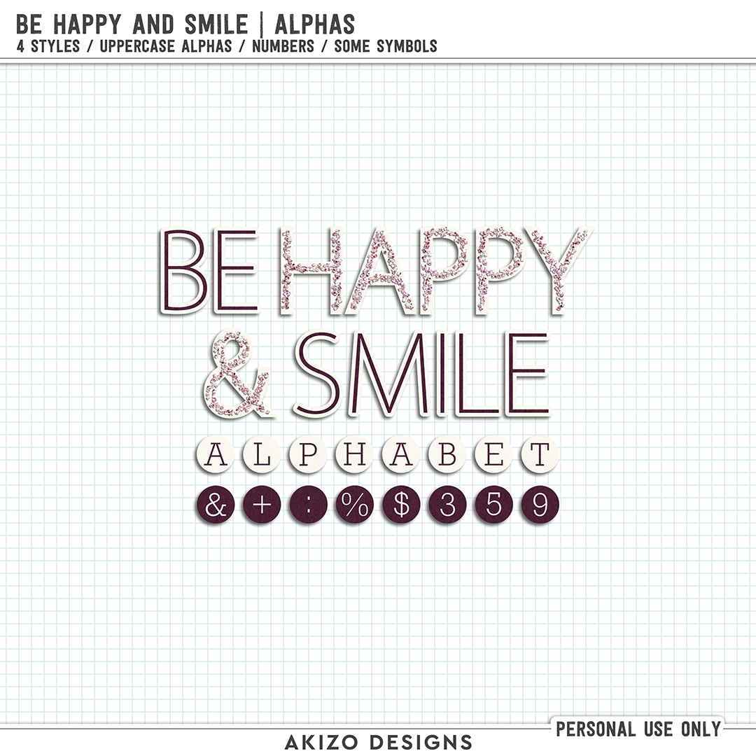 Be Happy And Smile | Alphas by Akizo Designs | Digital Scrapbooking 