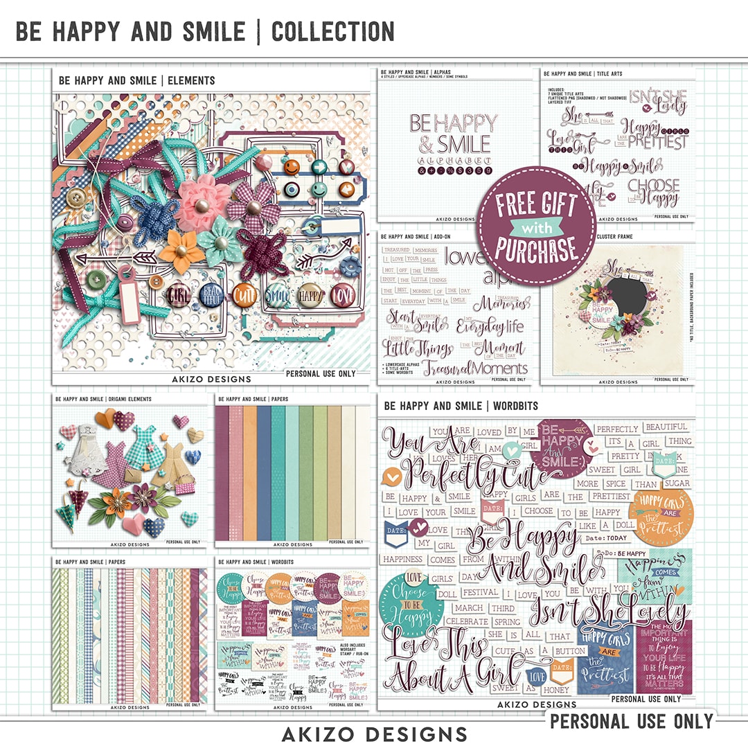 Be Happy And Smile | Collection by Akizo Designs | Digital Scrapbooking