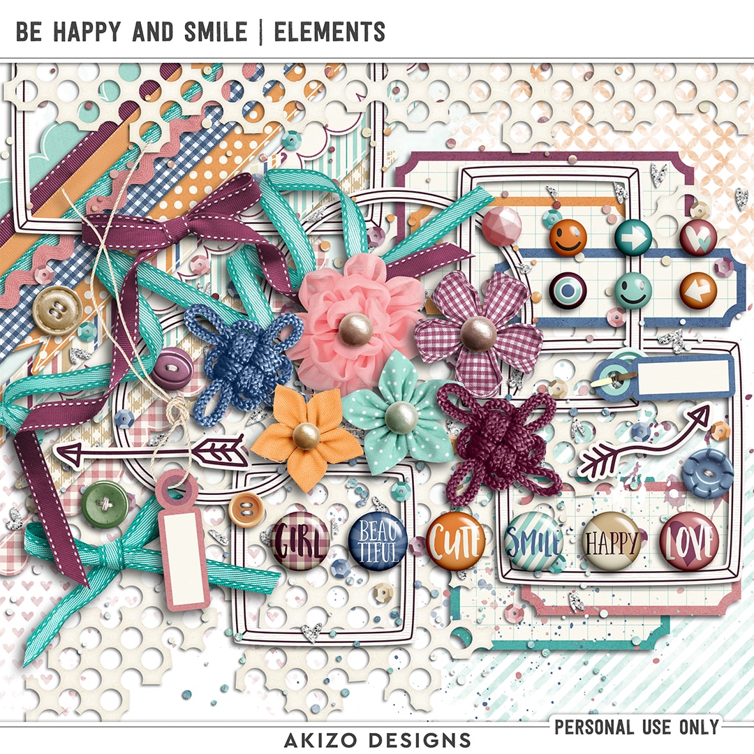 Be Happy And Smile | Elements by Akizo Designs | Digital Scrapbooking 