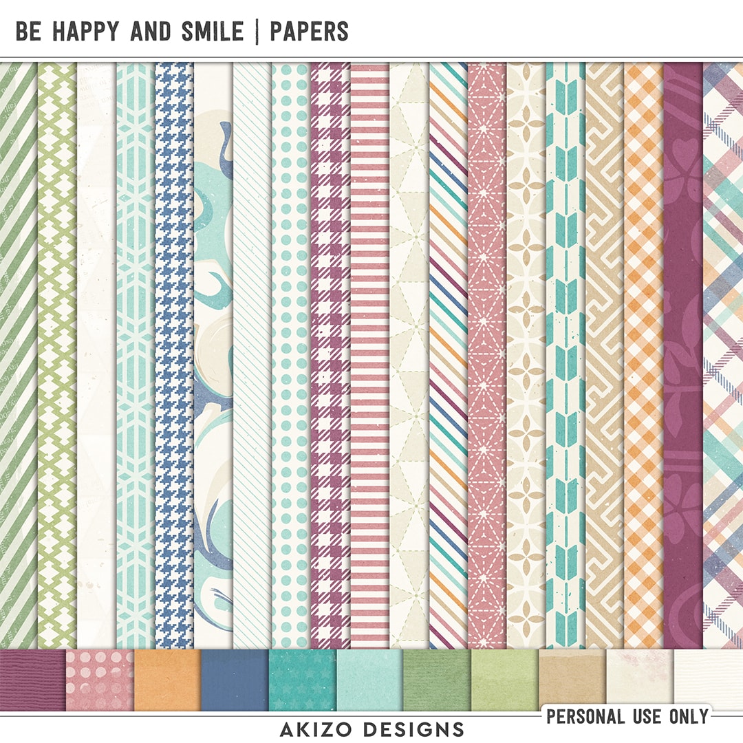Be Happy And Smile | Papers by Akizo Designs | Digital Scrapbooking 
