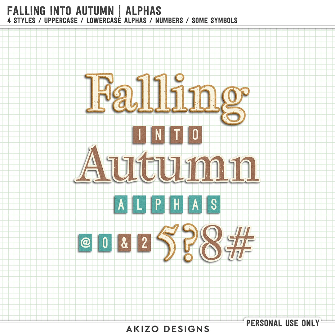Falling Into Autumn | Alphas by Akizo Designs | Digital Scrapbooking