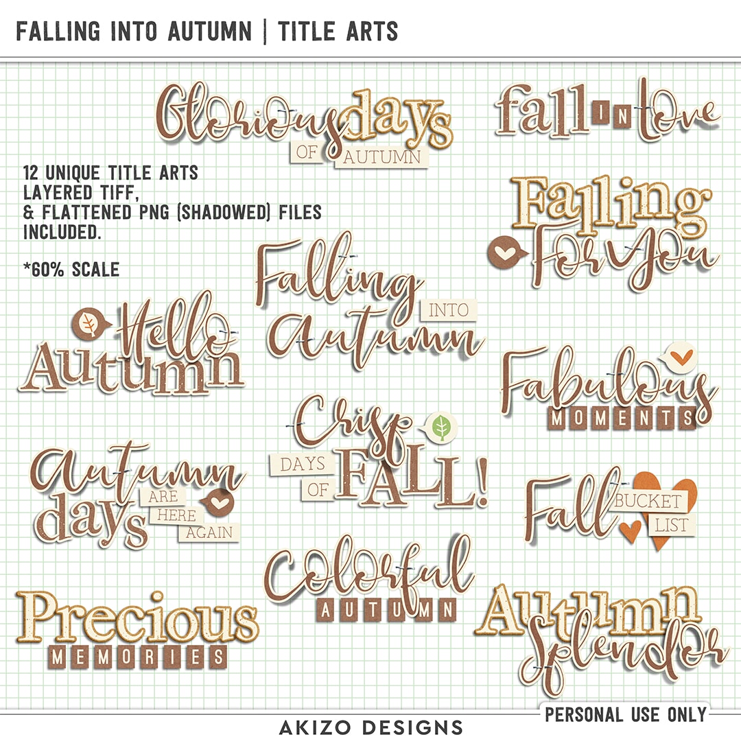 Falling Into Autumn | Title Arts by Akizo Designs | Digital Scrapbooking