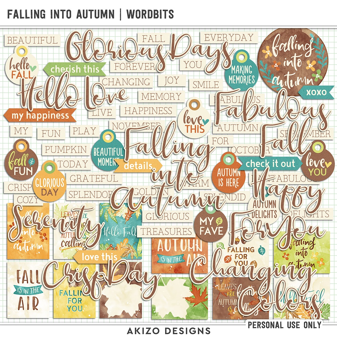 Falling Into Autumn | Wordbits by Akizo Designs | Digital Scrapbooking