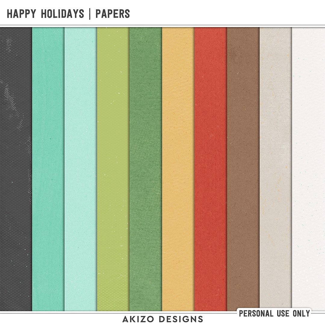 Happy Holidays | Papers by Akizo Designs | Digital Scrapbooking