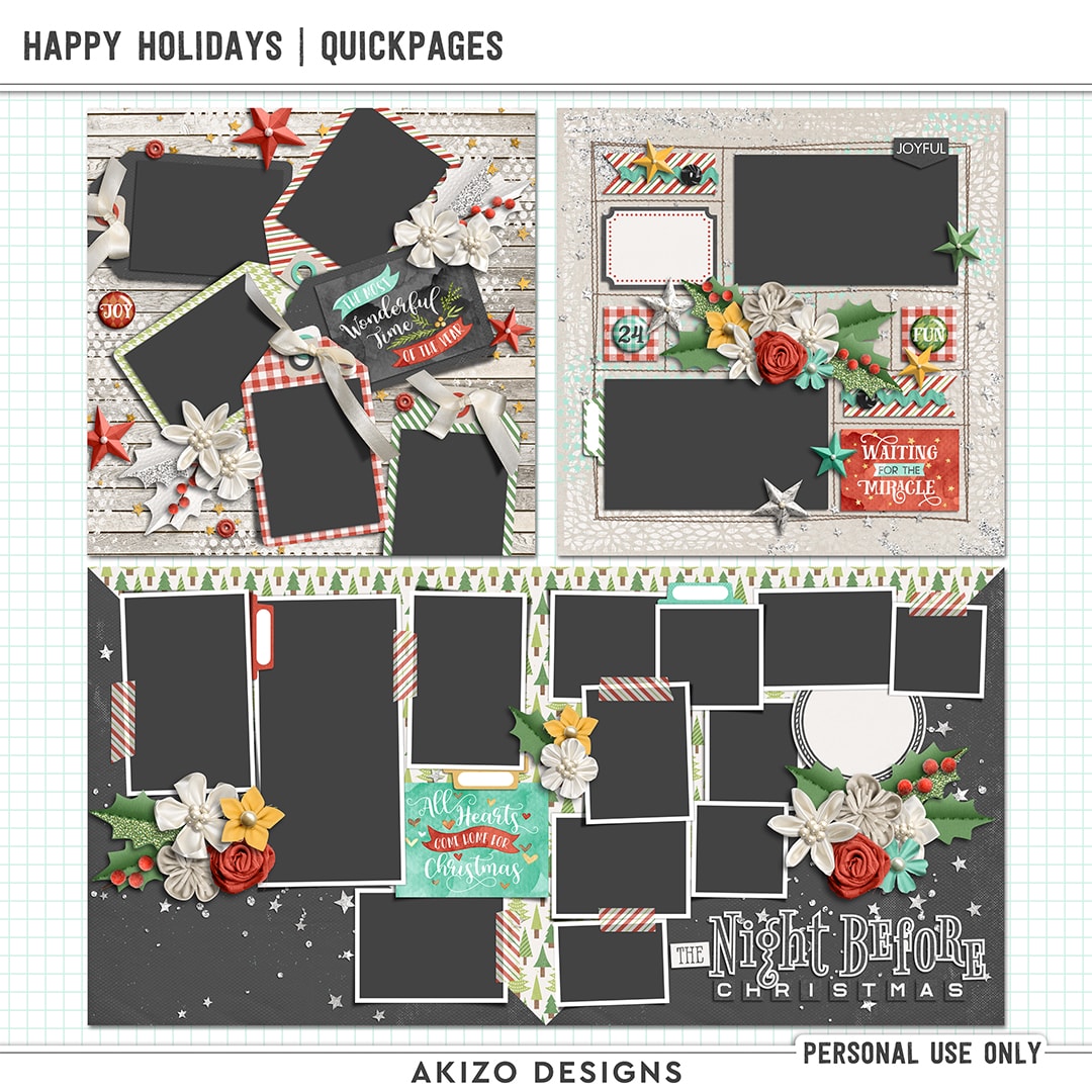 Happy Holidays | Quickpages by Akizo Designs | Digital Scrapbooking