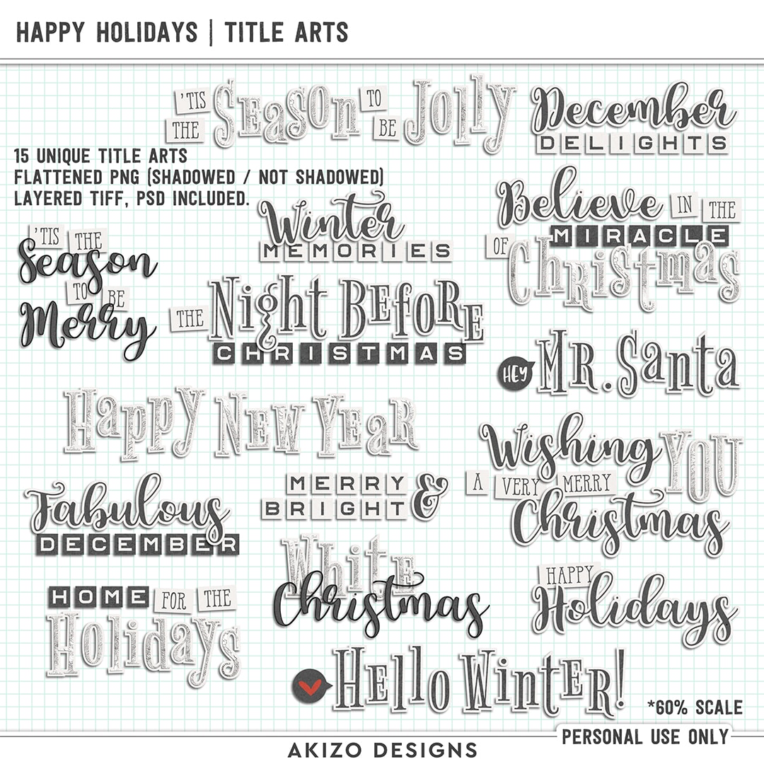 Happy Holidays | Title Arts by Akizo Designs | Digital Scrapbooking