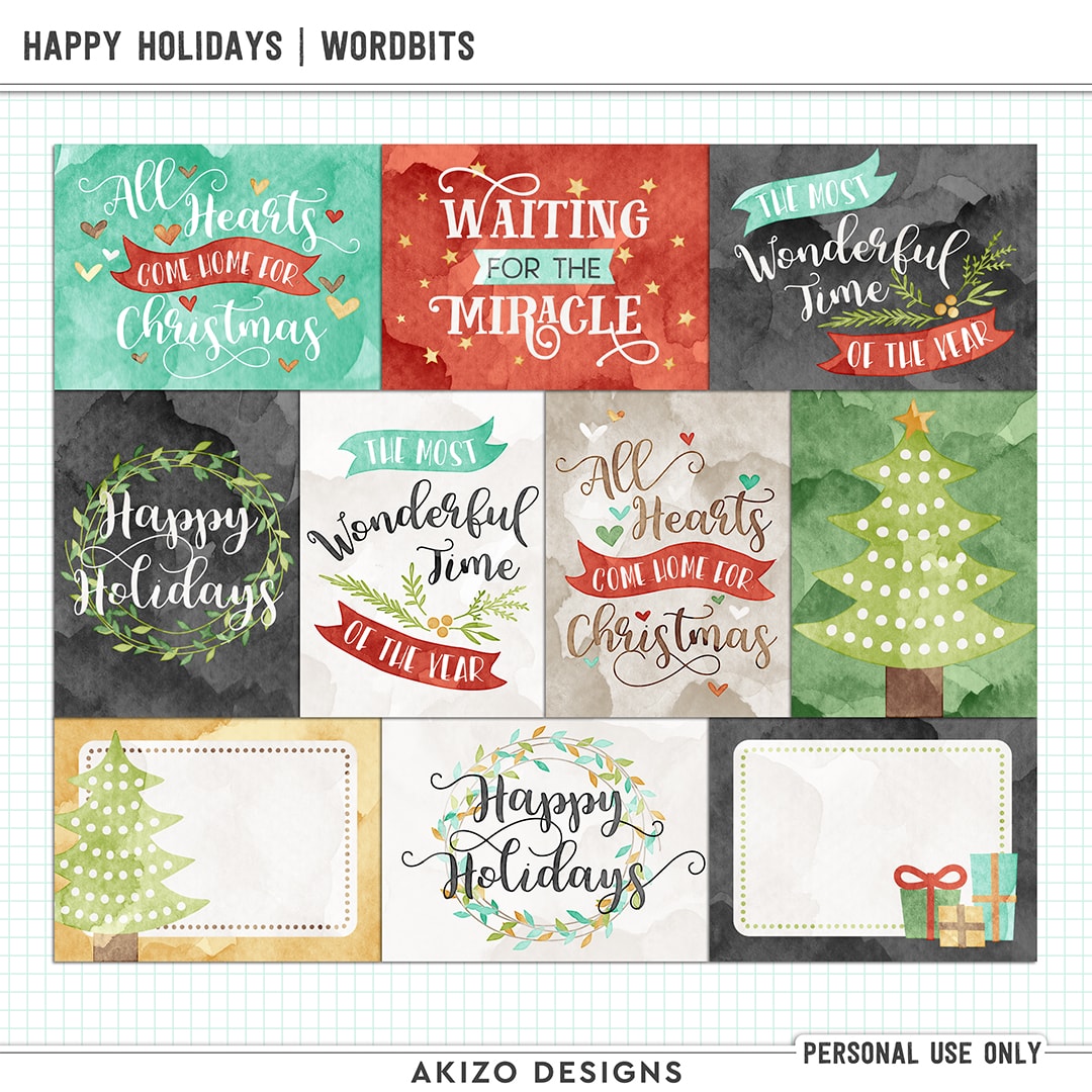Happy Holidays | Wordbits by Akizo Designs | Digital Scrapbooking