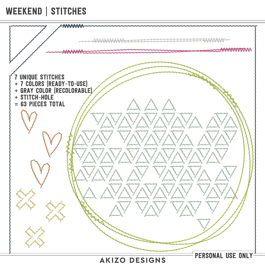 Weekend | Stitches by Akizo Designs | Digital Scrapbooking