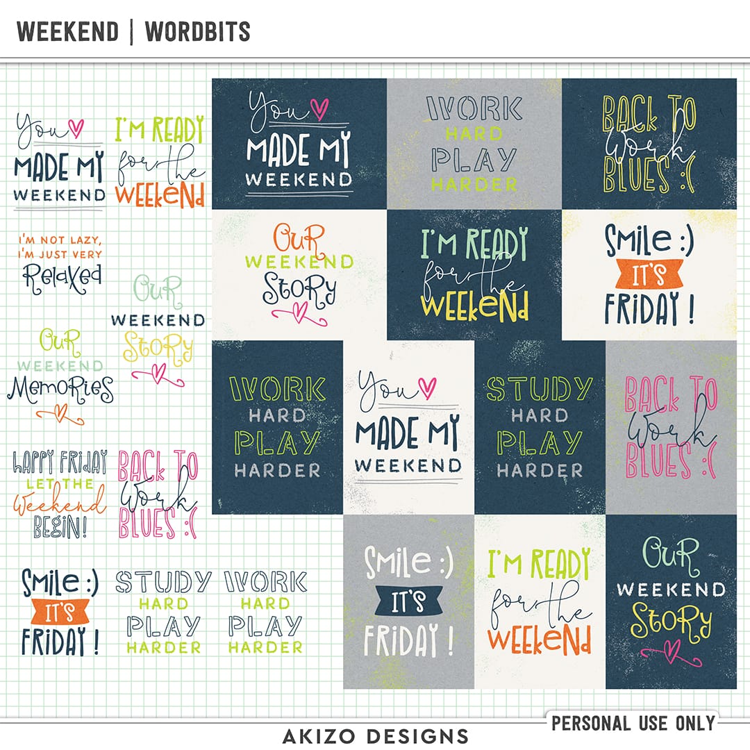 Weekend | Wordbits by Akizo Designs | Digital Scrapbooking