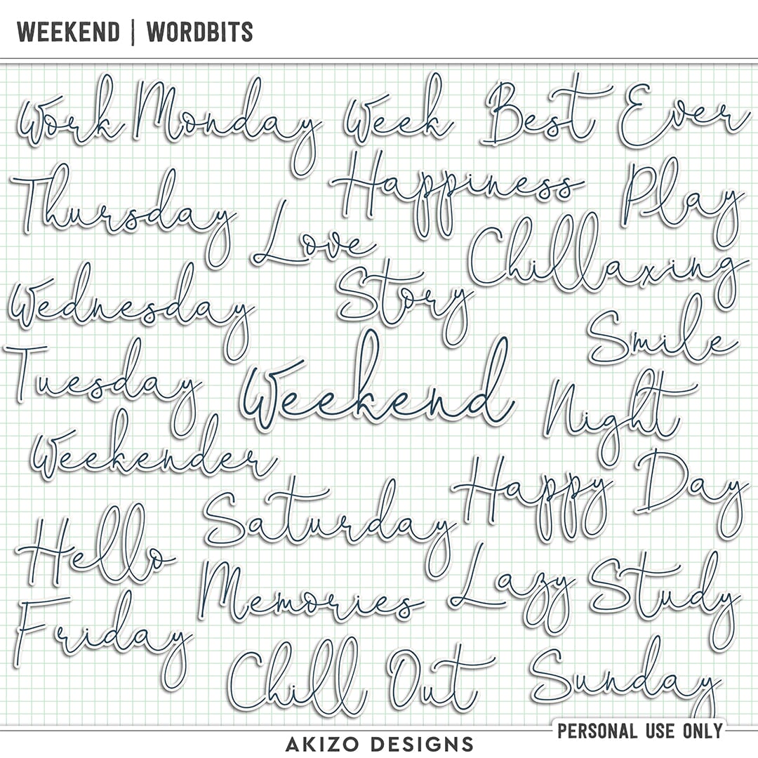 Weekend | Wordbits by Akizo Designs | Digital Scrapbooking