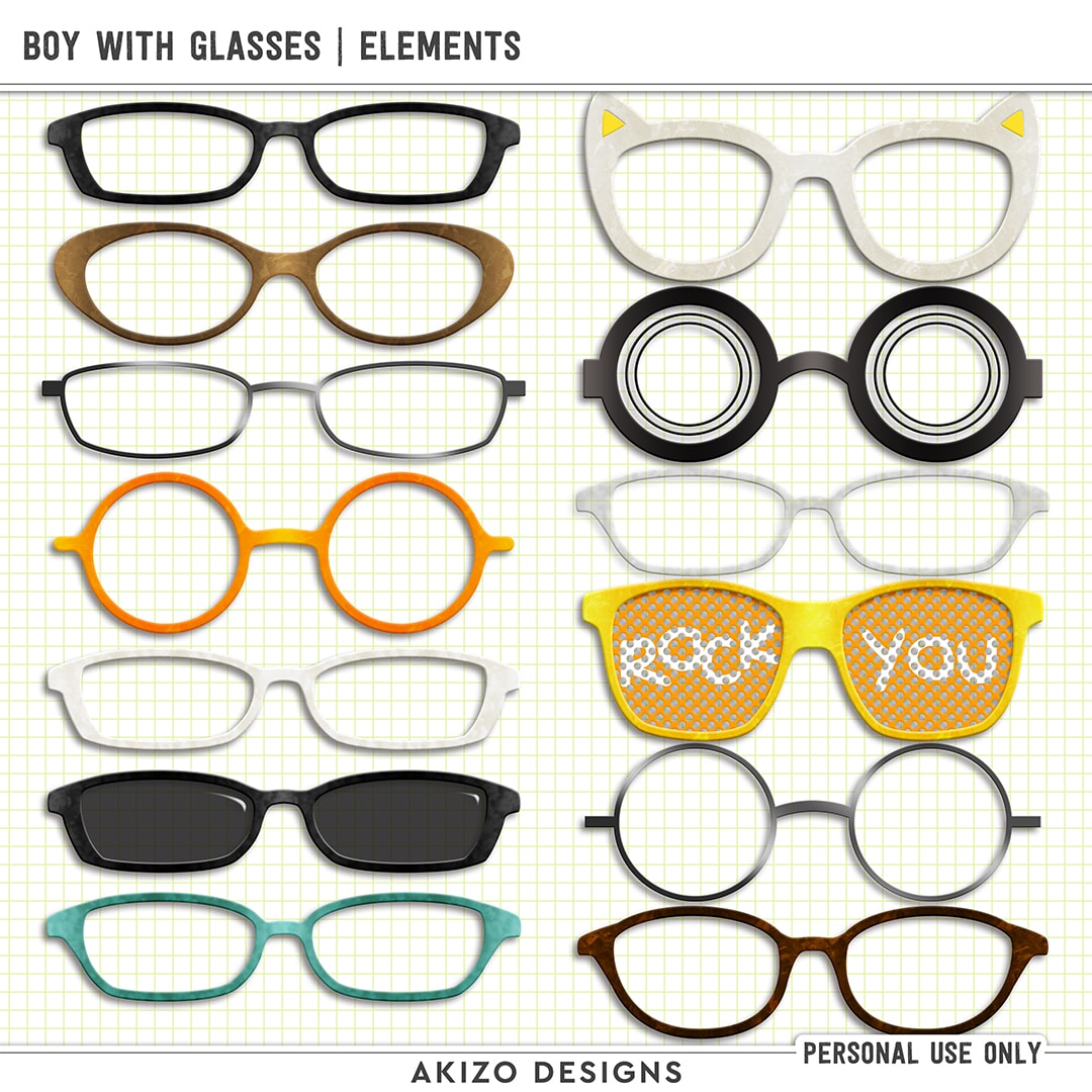 Boy With Glasses | Kit by Akizo Designs | Digital Scrapbooking
