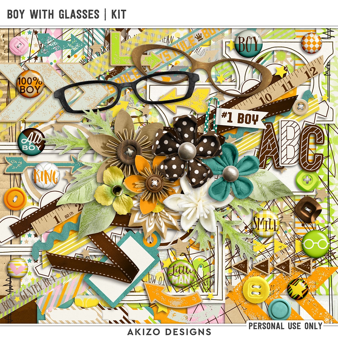 Boy With Glasses | Kit by Akizo Designs | Digital Scrapbooking
