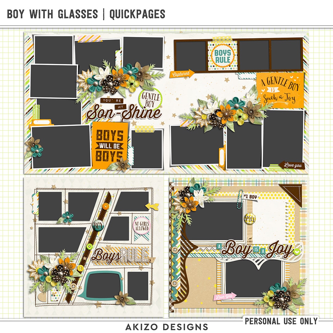Boy With Glasses | Quickpages by Akizo Designs