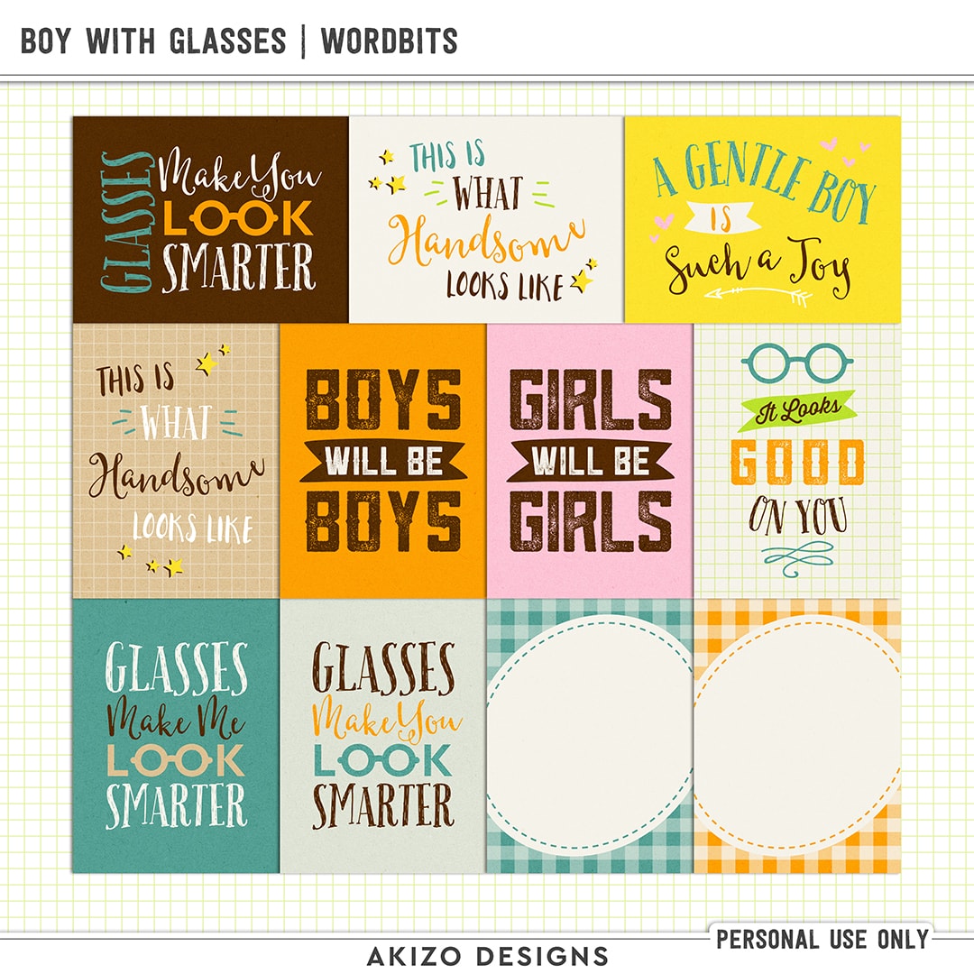 Boy With Glasses | Wordbits by Akizo Designs | Digital Scrapbooking
